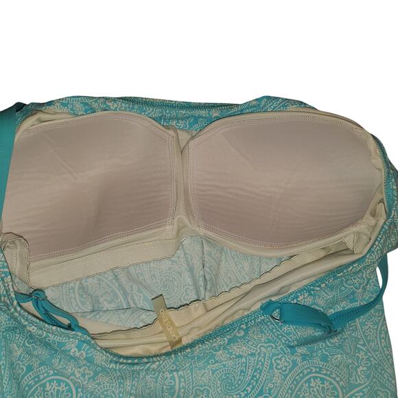 Lands End Size 12T Tall Long Women's Paisley One Piece Full Swimsuit Aqua Padded - Picture 4 of 9